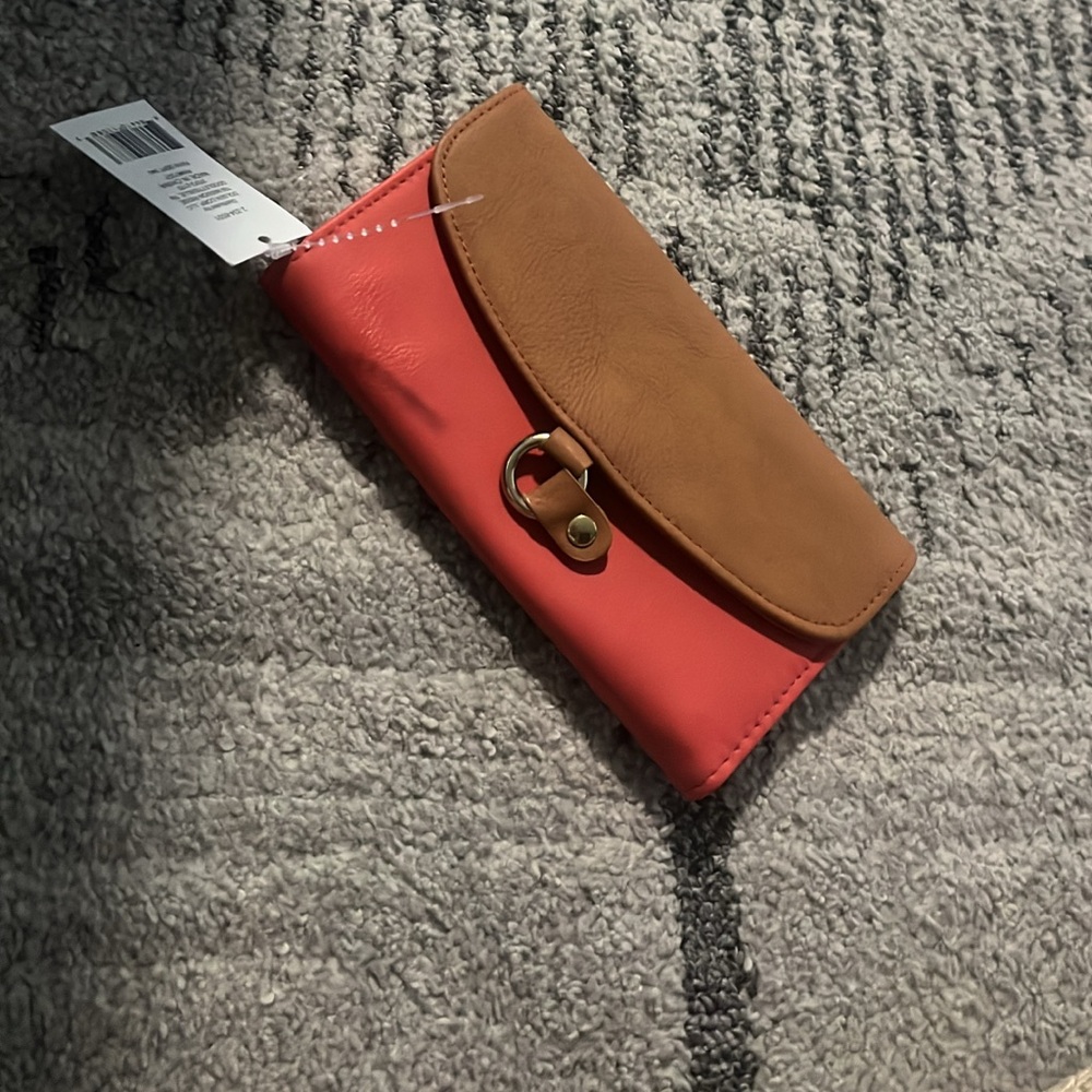 Coral and Tan Wallet